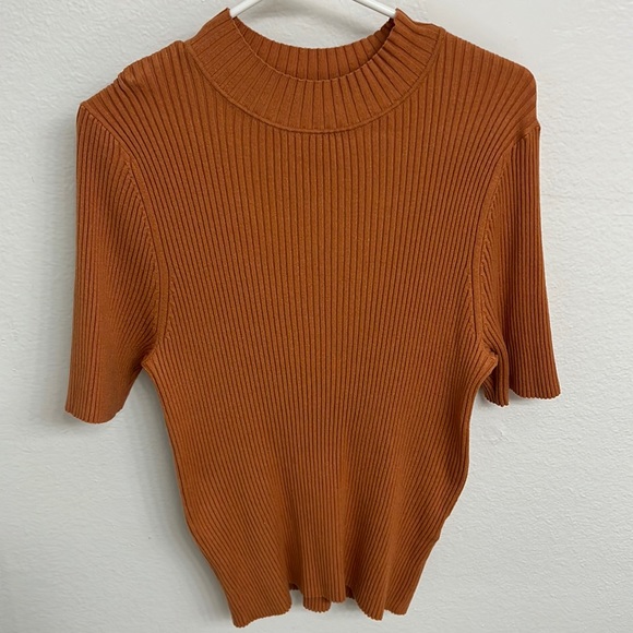 Banana Republic Tops - Banana Republic Orange Ribbed High Neck T Shirt